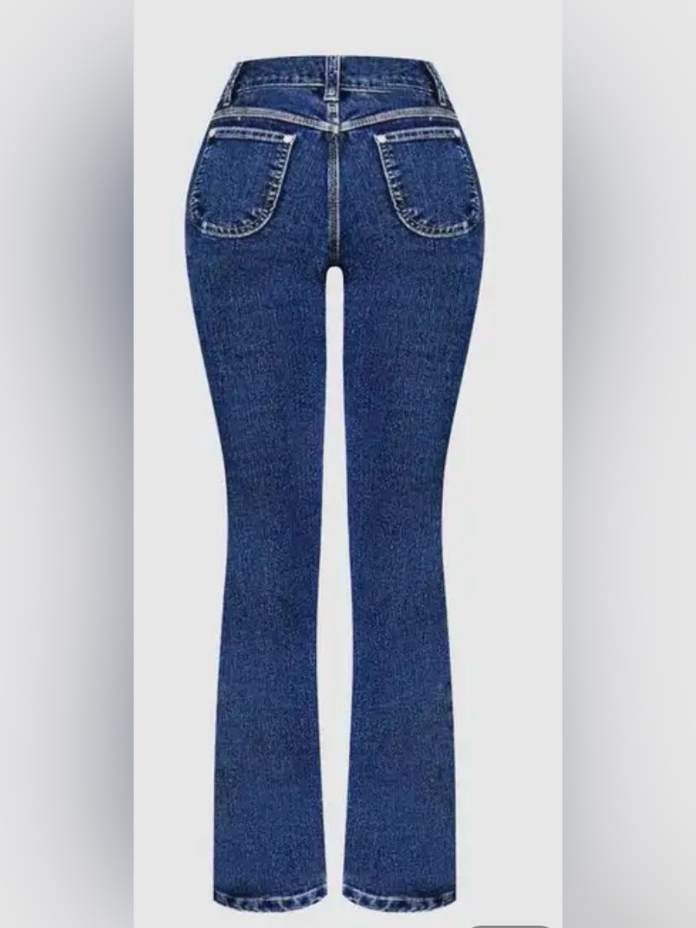 Classic Dark Blue High-Rise Women’s Jeans with Side Button Detail - Picture 6 of 11